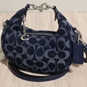 Coach Jonie Denim MINI Bag CAO04 Crossbody Denim Purse Silver Very Rare LIKE-NEW
